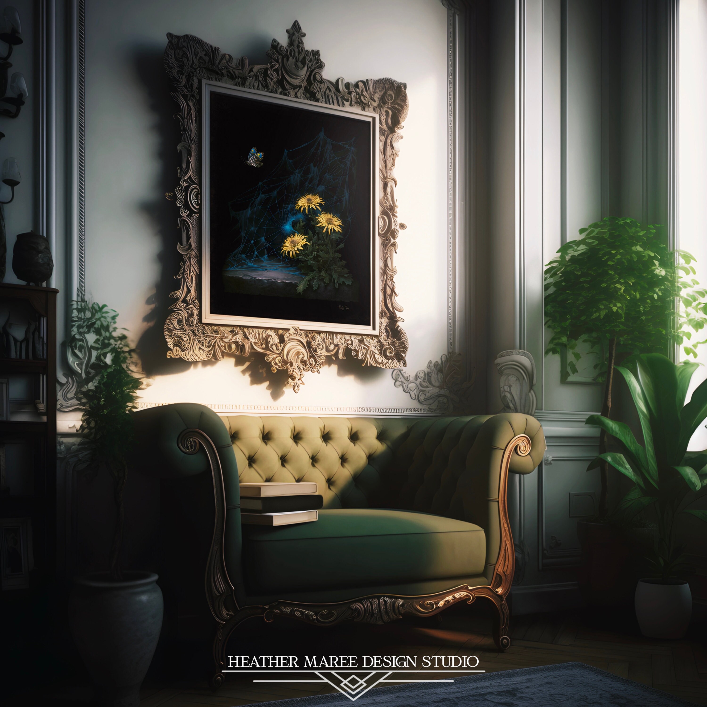 Dark Floral Printable Artwork Dark Cottagecore Home Decor Etsy