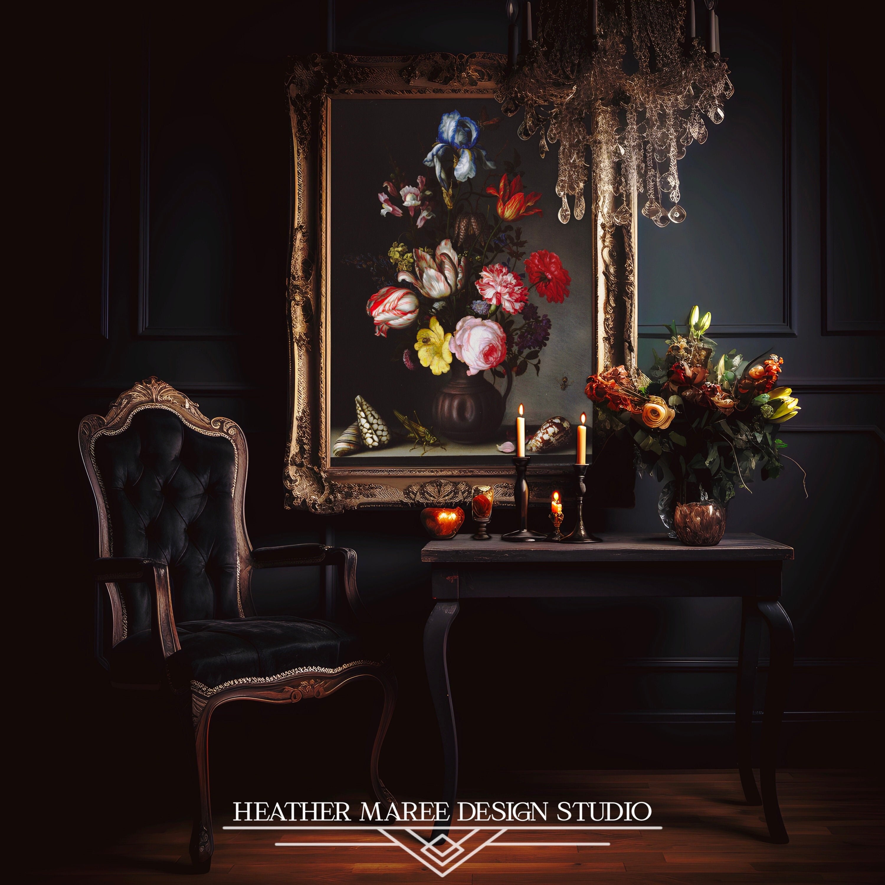 Moody Floral Wall Art Print Vintage Art Antique Oil Painting Etsy