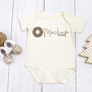 Rabbit Skins 4421 Natural, Baby Bodysuit Mockup | Winter Baby Bodysuit Mockup | Xmas Baby Bodysuit Mockup | SKU W1RS4421N