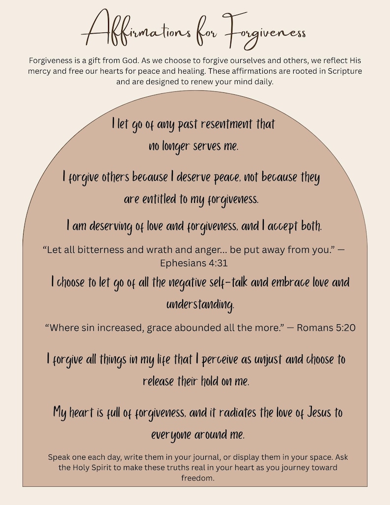 Forgiveness Statement Script Christian Affirmations Printable | 3-in-1 Digital Download ...