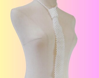 Beaded Pearl Design Shirt Tie