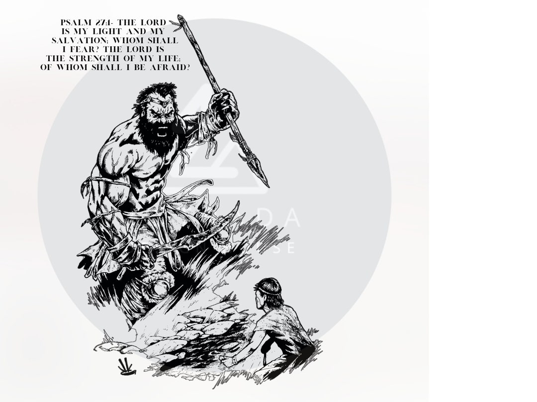 Battle Between David and Goliath Scripture Psalm 27:1 - Etsy
