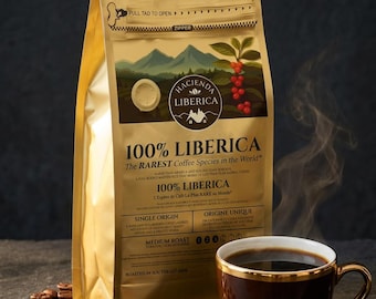 Granos de café 100% Liberica / Hacienda Liberica: Primera Reserva, café de origen único, tueste medio.