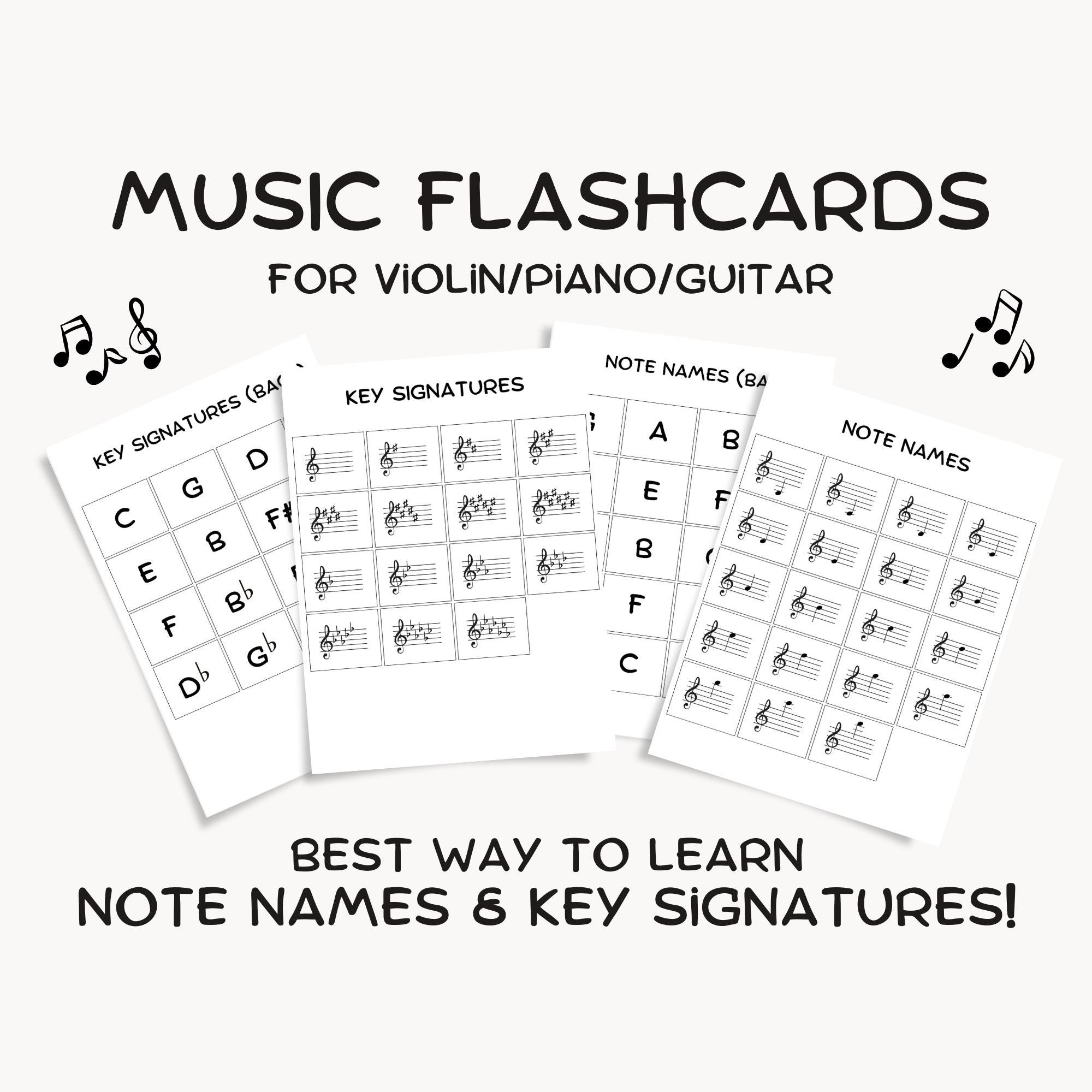 Printable Music Flashcards PDF for Students & Teachers | Learn Key ...