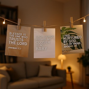 Conjunto de 25 tarjetas de afirmación de nacimiento - Afirmaciones de nacimiento - Tarjetas de afirmación de hipnoparto - Tarjetas cristianas de hipnoparto 25