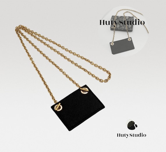 From HER Purse Organizer Insert Conversion Kit with Gold Chain Felt Handbag  (Black)