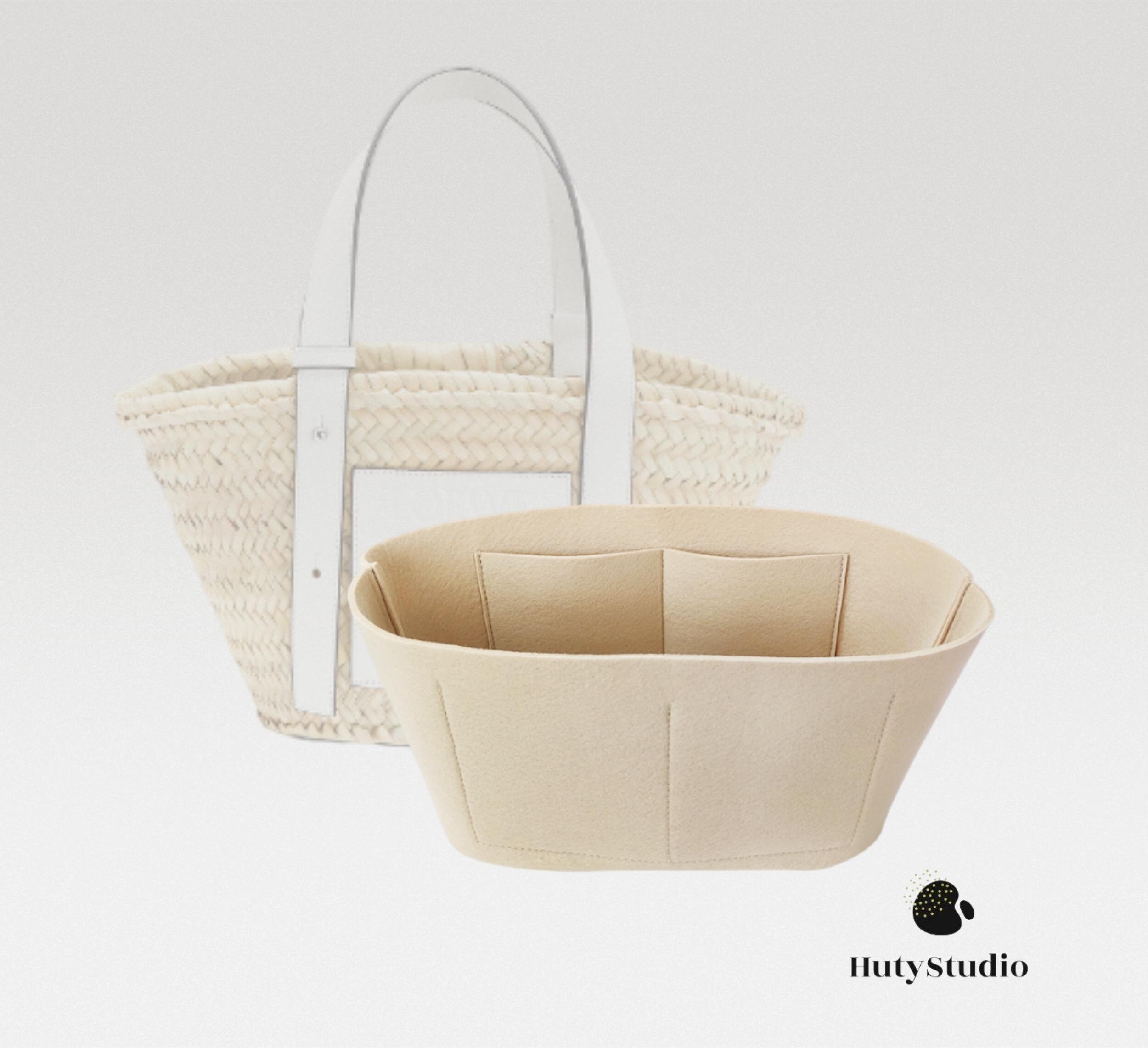 LOEWE Basket Bag in Palm Leaf and Calfskin Natural/White in