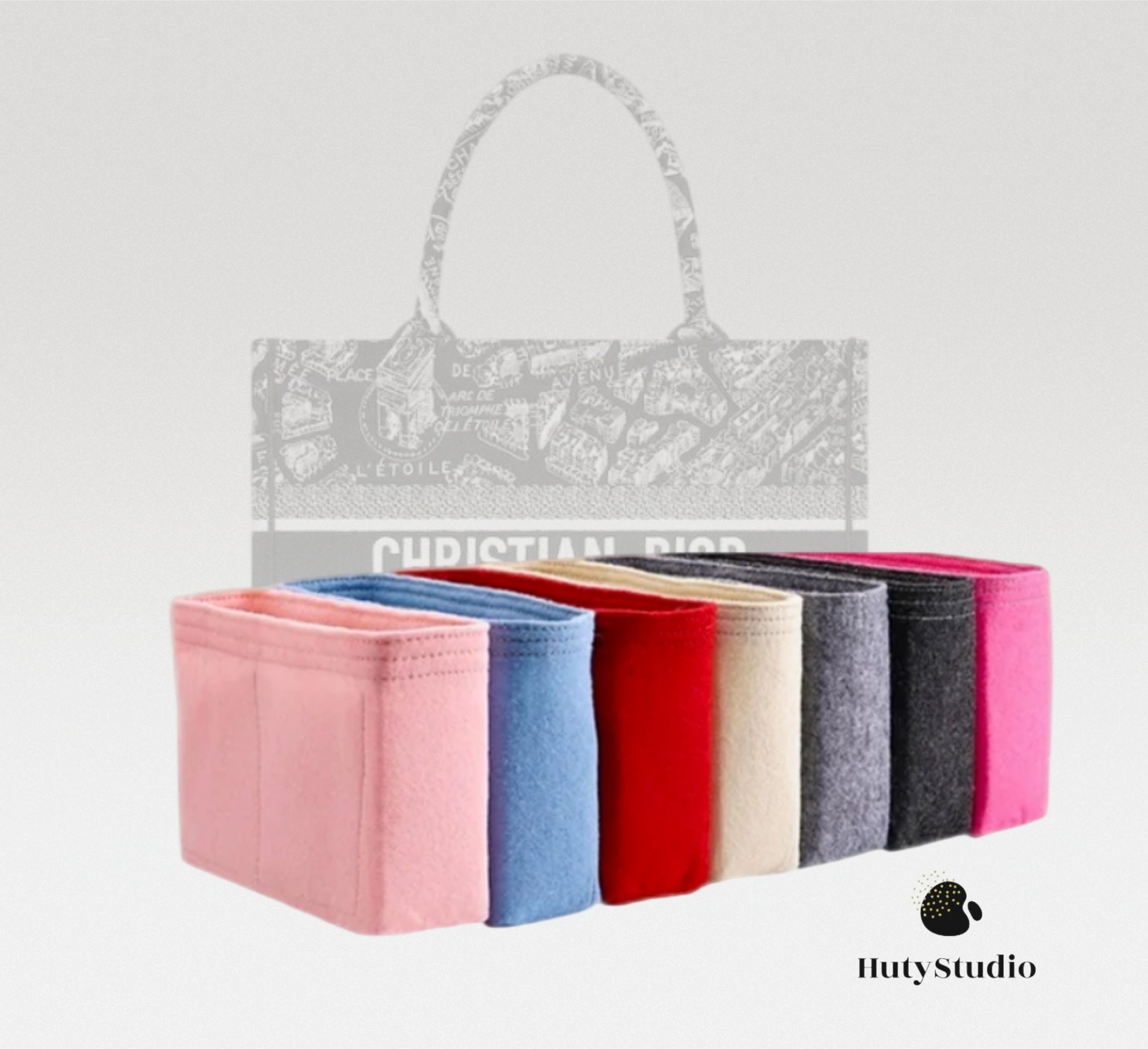 Bag Organizer for Dior Book Tote Medium [Detachable Zipper Top Cover] -  Premium Felt (Handmade/20 Colors) : Handmade Products 