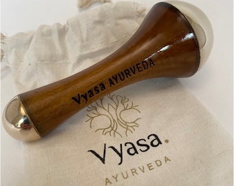 Traditional Kansa Face Massage Wand - Double Sided - Ayurveda - Skincare - Anti-aging - Authentic Tool - Wood Copper Tin Zinc Kansa