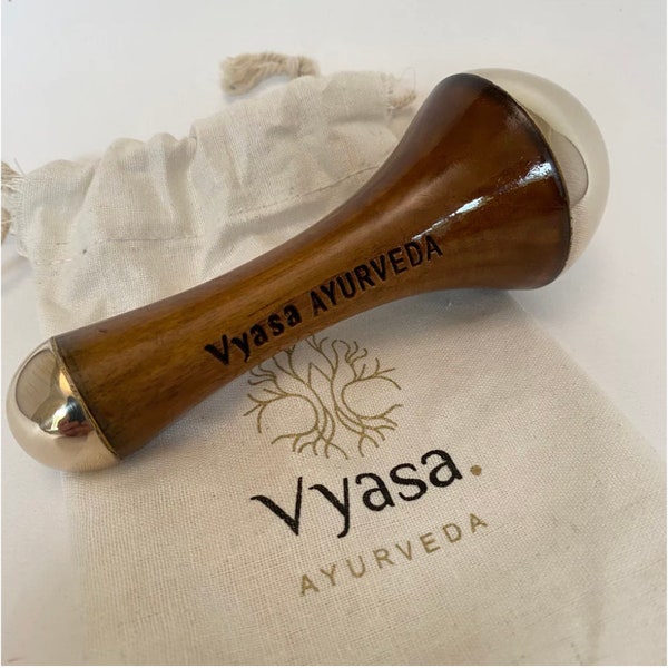 Traditional Kansa Face Massage Wand - Double Sided - Ayurveda - Skincare - Anti-aging - Authentic Tool - Wood Copper Tin Zinc Kansa