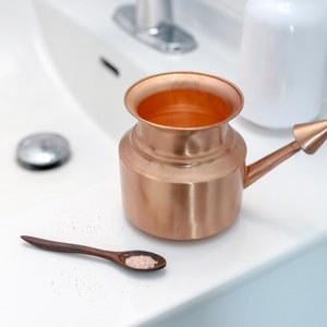 Copper Neti Pot for Jal Neti - Traditional Indian Design - Handmade - Pure Copper - Authentic - Nasal Cleansing - Daily Routine