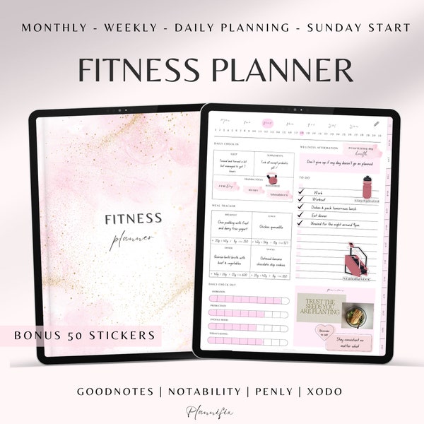 Digital Fitness Planner, Weight Loss Tracker, Fitness Journal Digital, Fitness Planner GoodNotes, Fitness Journal, Workout tracker digital