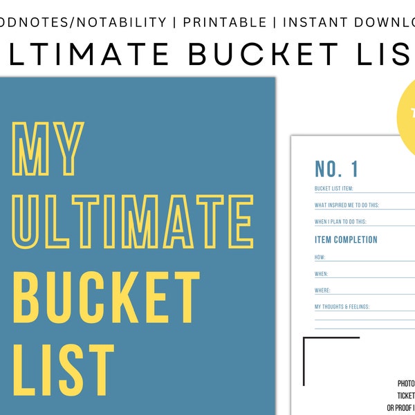 ULTIMATE Bucket List Printable Planner Journal, Life Goals Travel Adventure Bucket List Goals, Goodnotes/Notability Canva Instant Download