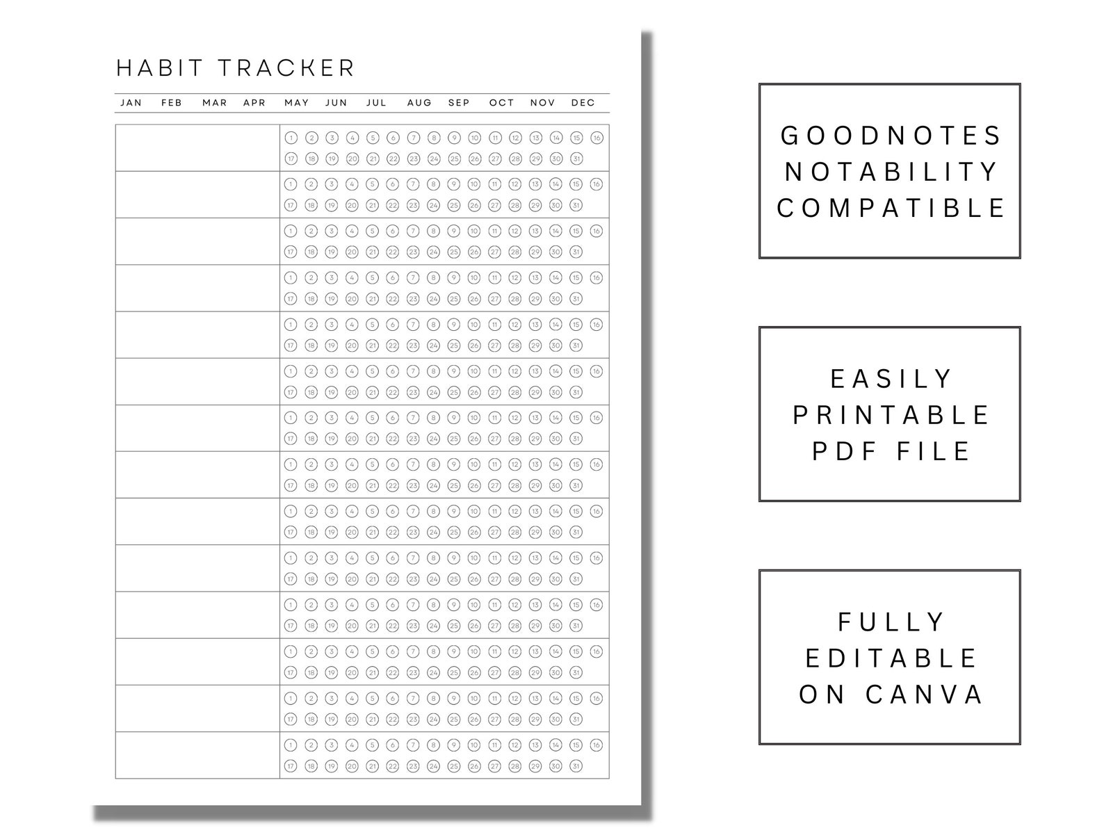 Minimalistic Daily Habit Tracker Printable/everyday Habit Tracker ...