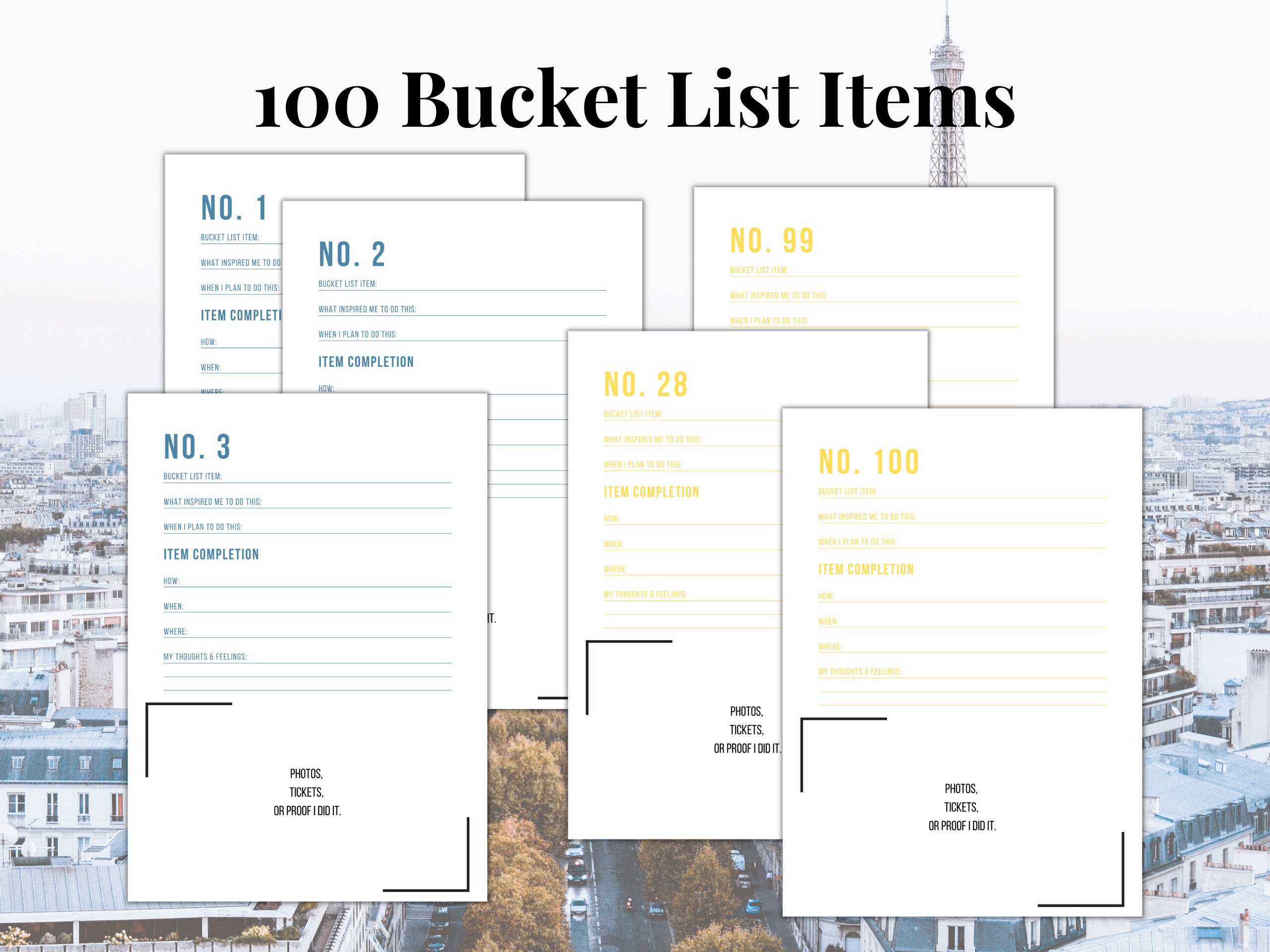 ULTIMATE Bucket List Printable Planner Journal, Life Goals Travel
