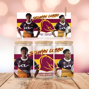 NRL Brisbane Broncos Best Players Cup Wraps BUNDLE, 16oz Cup Wrap Digital Art, Rugby League Fan Gift, Sports Fan Gift, Broncos Memorabilia