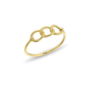 14K Gold Dainty Twisted Wire Tie The Knot Promise Ring For Women, Real Gold Stackable Infinity Rope Knots Circles Ring For Her, Gift For Her