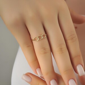 14K Gold Dainty Twisted Wire Tie The Knot Promise Ring For Women, Real Gold Stackable Infinity Rope Knots Circles Ring For Her, Gift For Her