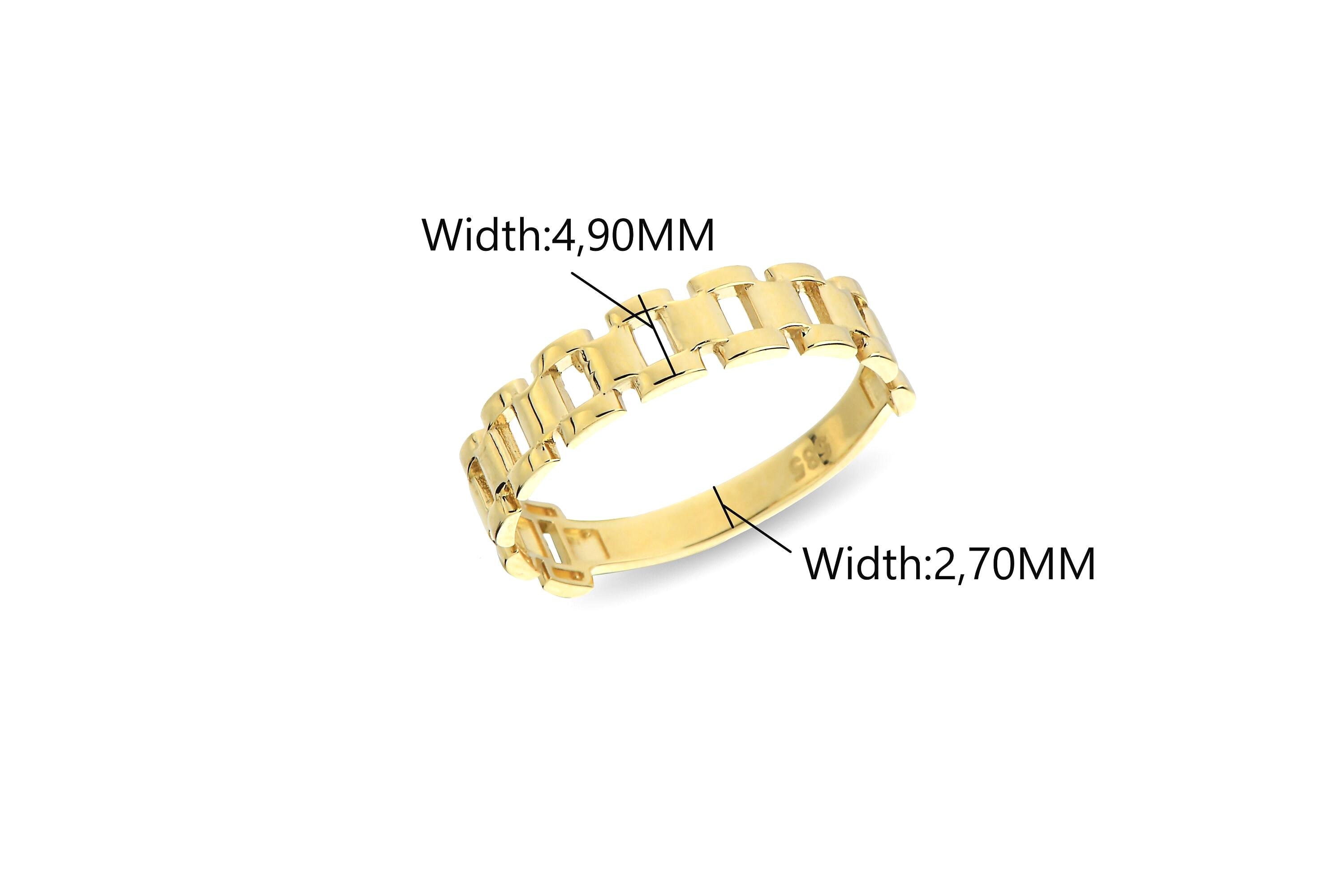 4.90MM Wide Half Eternity Rolex Style Chain Ring for Her Him 4.90MM Wide Half Eternity Rolex Style Chain Ring for Her Him