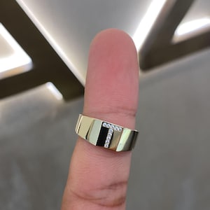 Solid Gold Personalized CZ Diamond Initial Letter Ring