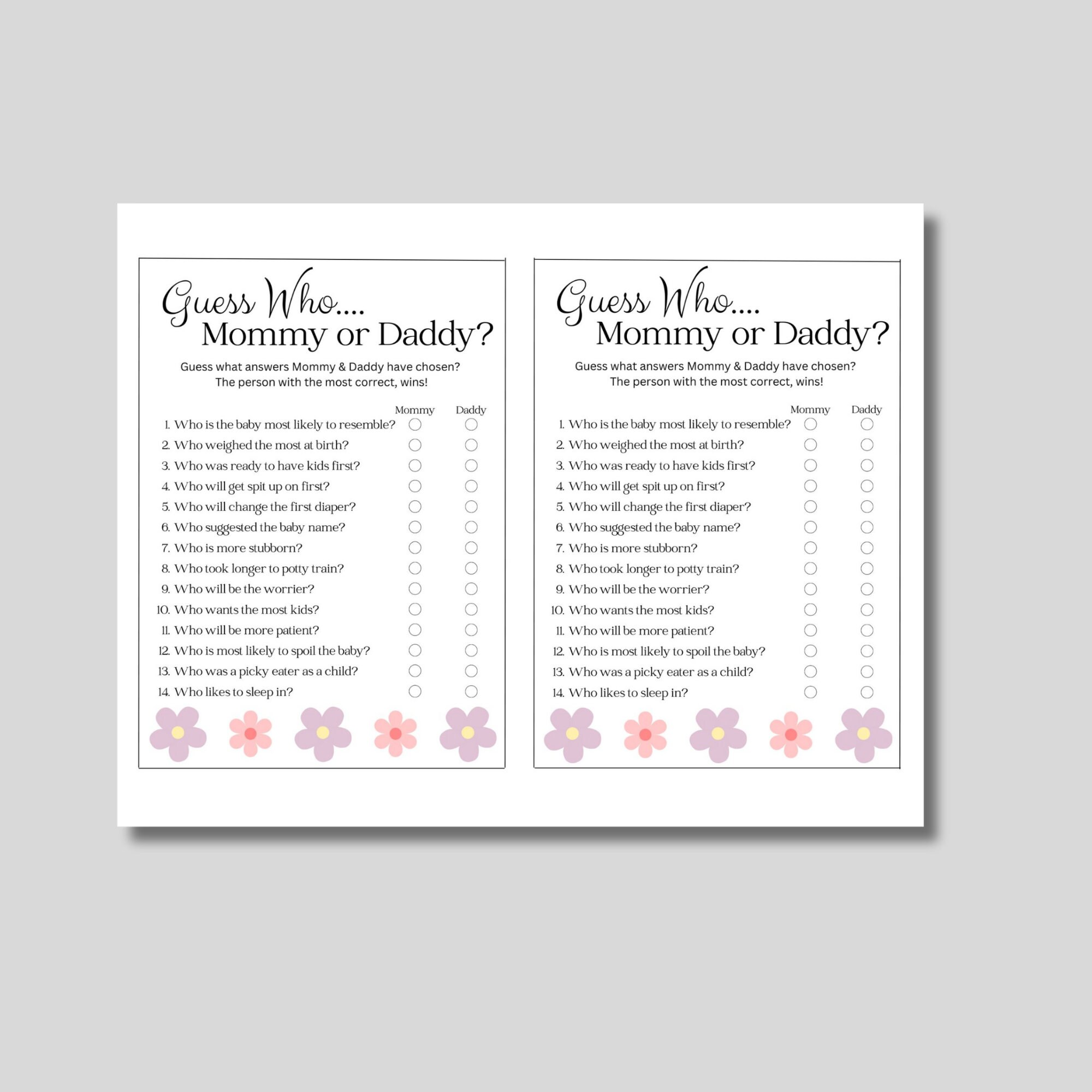 Guess Who Baby Shower Game, Digital Download, Instant Download ...