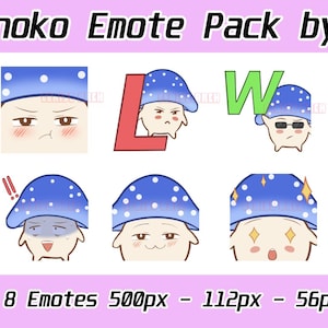Kinoko Emotes Pack by Cerise | Discord, YouTube, Twitch Emotes | Cute Mushroom 8 Emotes | Instant Download