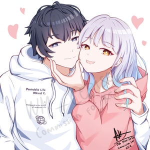 Benutzerdefinierte Paar Anime Auftragskunst, benutzerdefinierte Paar Kunst für Fanart, Manga oder OC