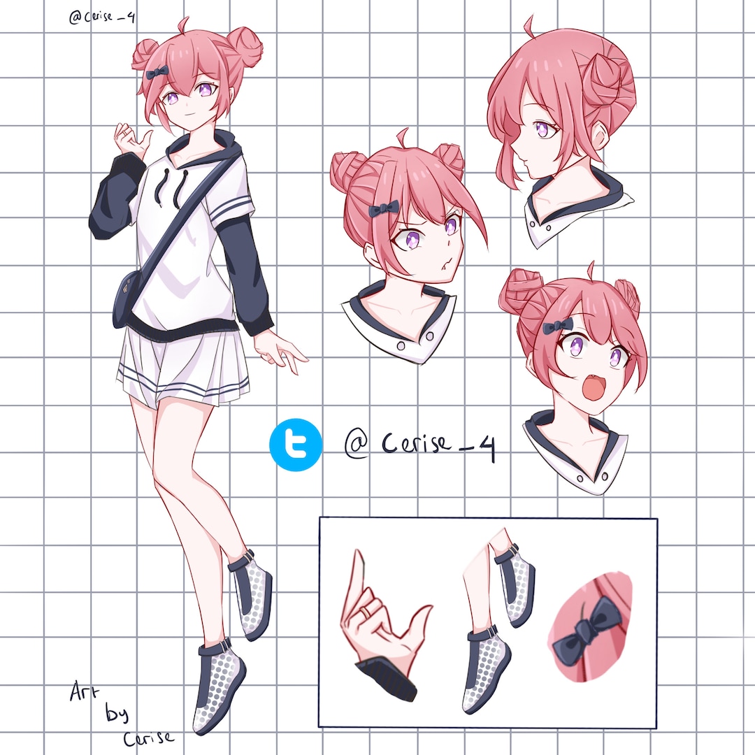 Custom Anime Character Sheet: OC, Vtuber, Dnd Reference, Furry (digital ...
