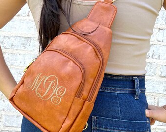 Personalized Sling Bag, Travel Purse Crossbody, Vegan Leather Bag, College Girl Gifts, Sling Purse With Guitar Strap, Trendy Chest bag Women