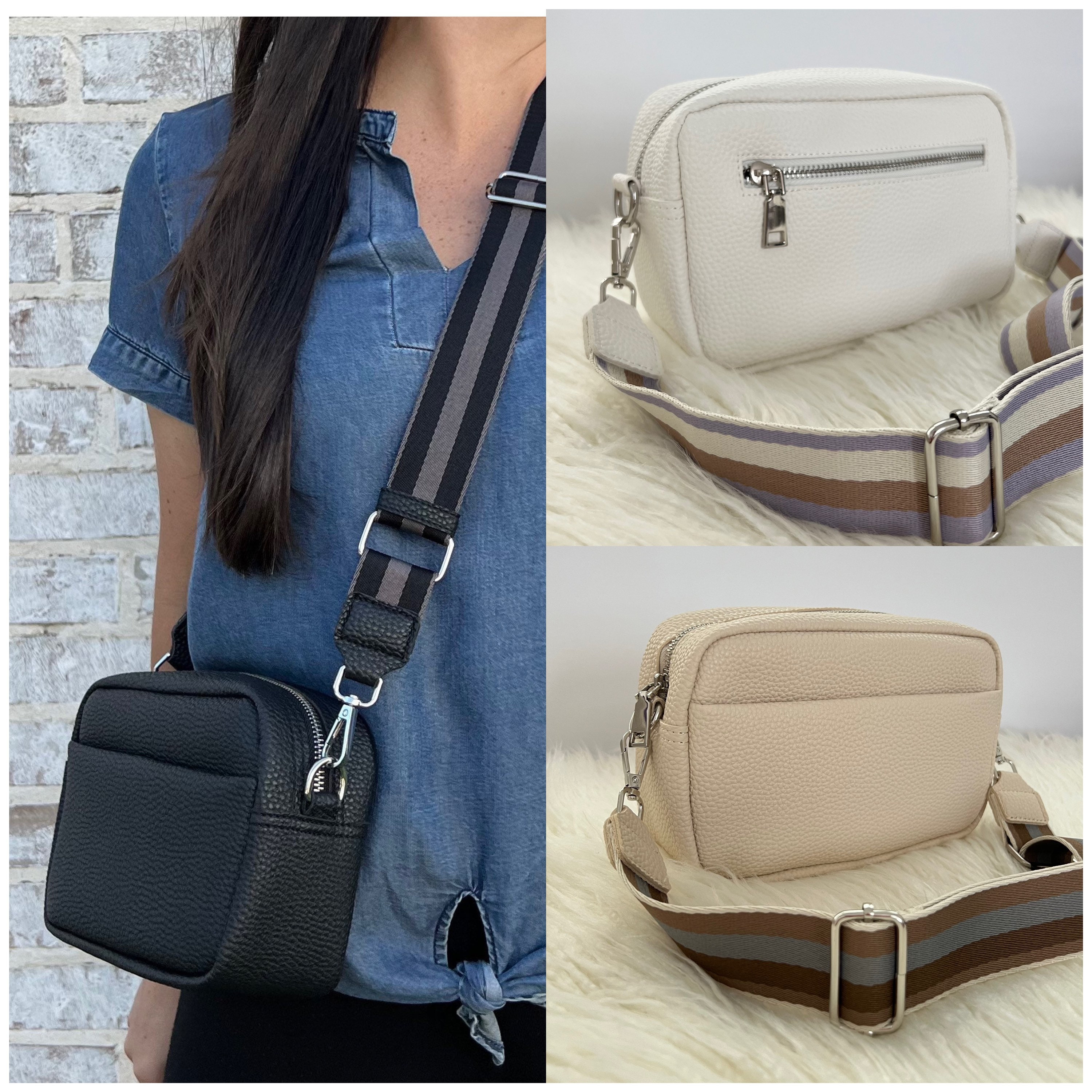 Kinsley Vegan Leather Crossbody Bag with Guitar Strap – The Graphic Tee