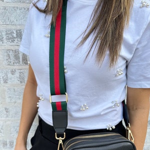 Adjustable Purse Strap, Crossbody Bag Strap, Strap Striped Handbag Strap ,  Black and Red Color, Replacement Strap purse NOT Included 