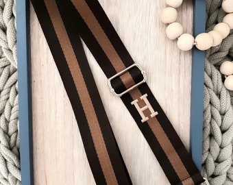 Embroiderd Strap for Purses | Guitar Strap, Brown Tones Adjustable Strap, Phone Charm Strap, Nylon Webbing Strap