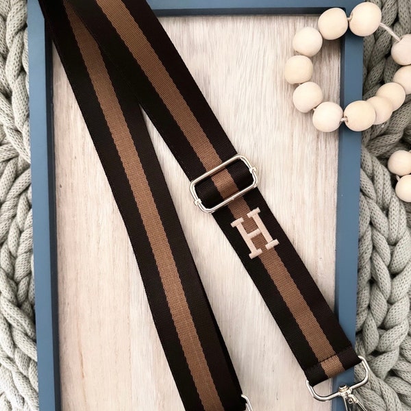 Embroiderd Strap for Purses | Guitar Strap, Brown Tones Adjustable Strap, Phone Charm Strap, Nylon Webbing Strap