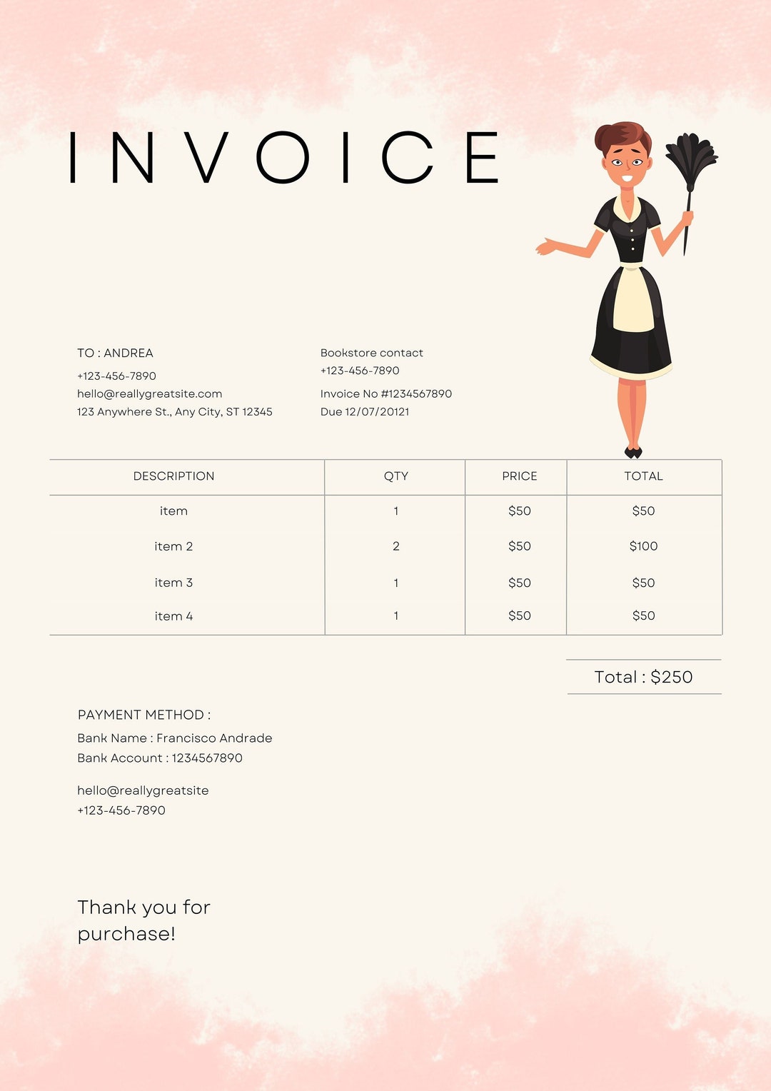 Cleaning Service INVOICE Template Printable PDF Etsy Cleaning Service INVOICE Template Printable PDF Etsy