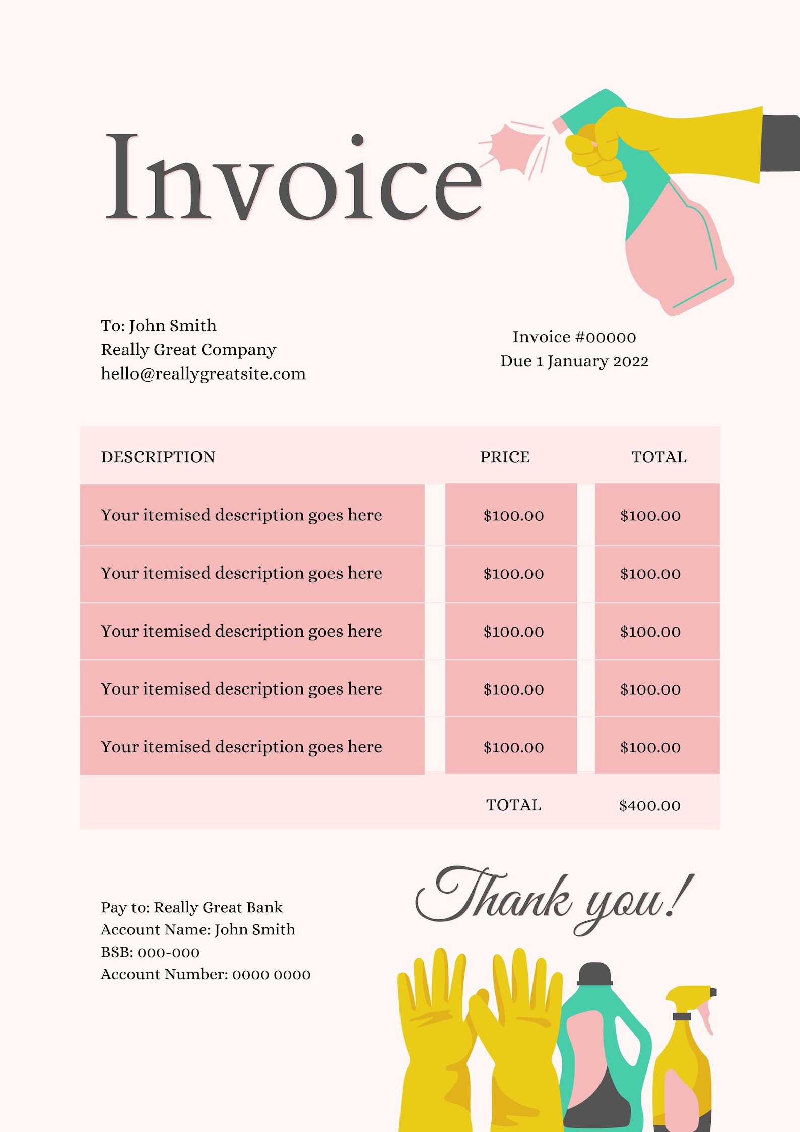 Cleaning Service INVOICE Template PDF Etsy Cleaning Service INVOICE Template PDF Etsy