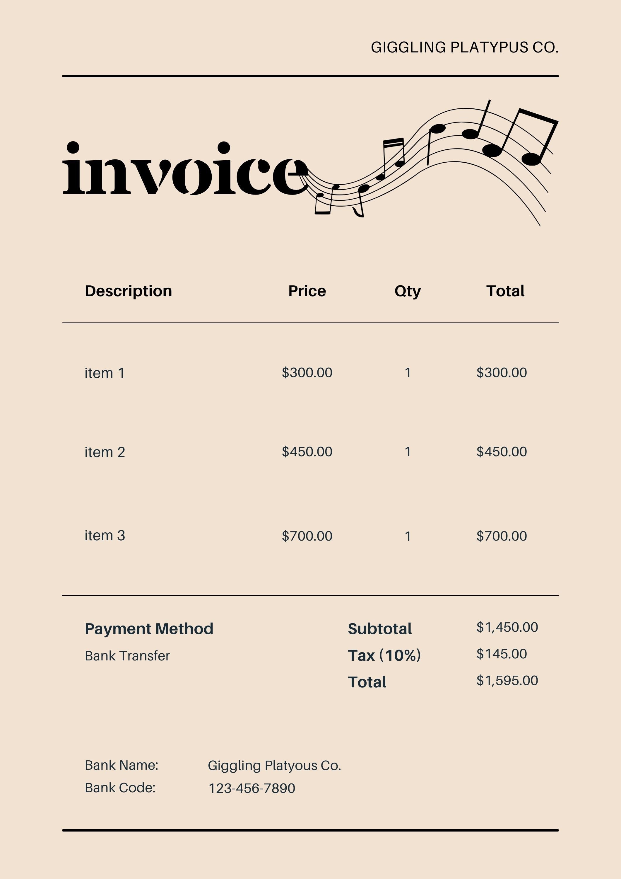 Music Service INVOICE Template Printable PDF Notes Etsy Music Service INVOICE Template Printable PDF Notes Etsy