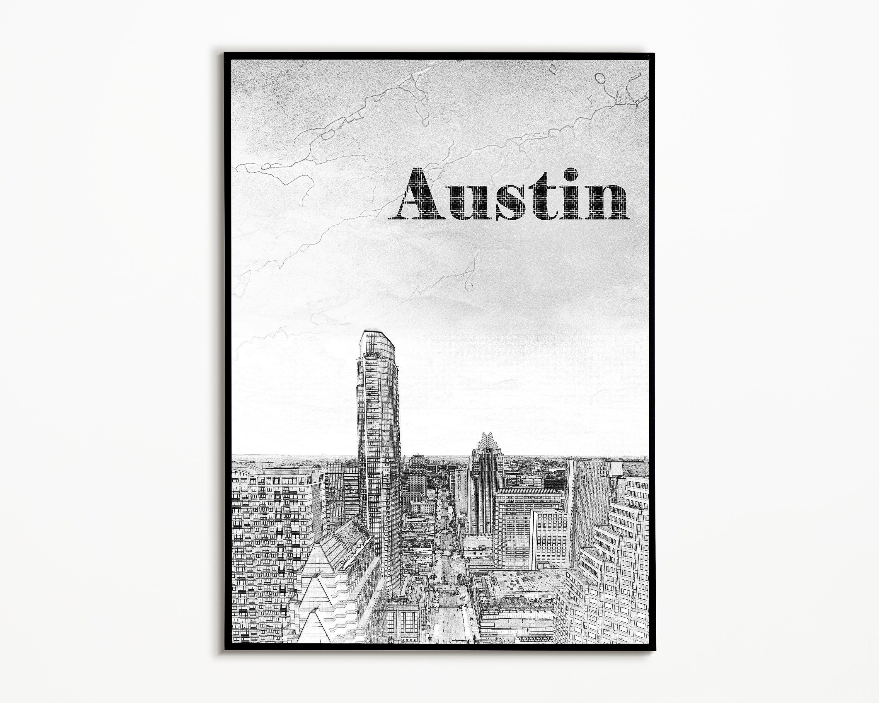 Austin Texas Wall Print Austin Art Sketch Austin Texas Etsy