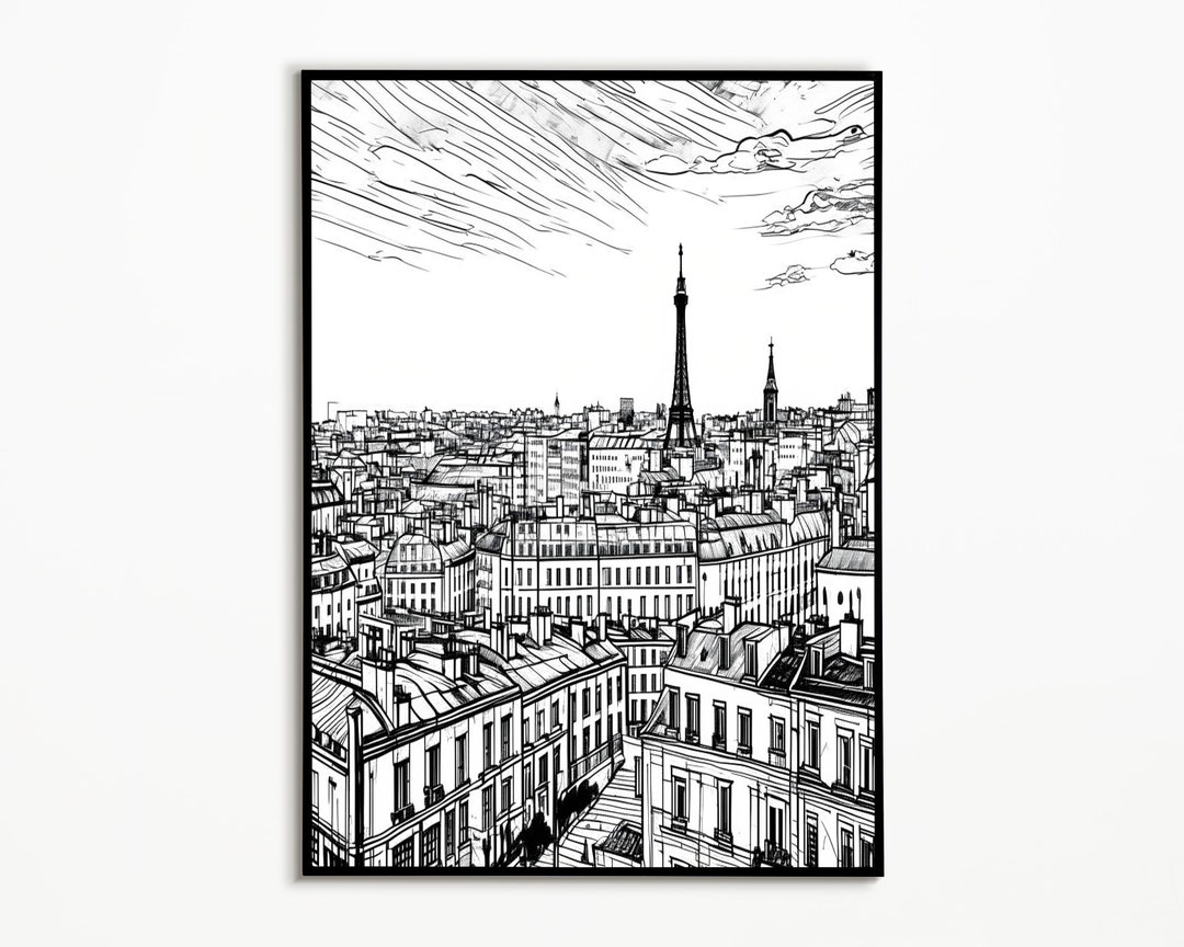 Paris Minimalist Art Print Paris Minimalist Art Sketch Eiffel Tower
