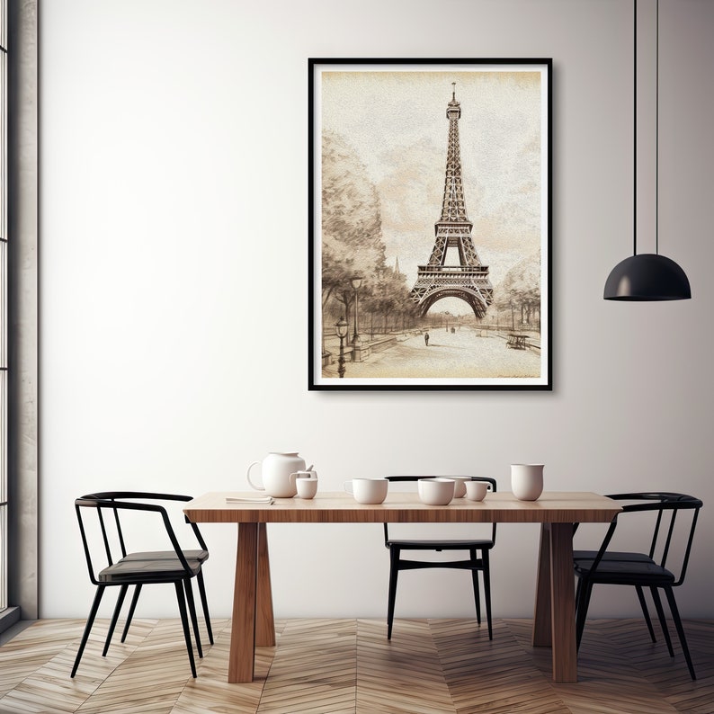 Paris Minimalist Art Print Paris Minimalist Art Sketch Eiffel Tower