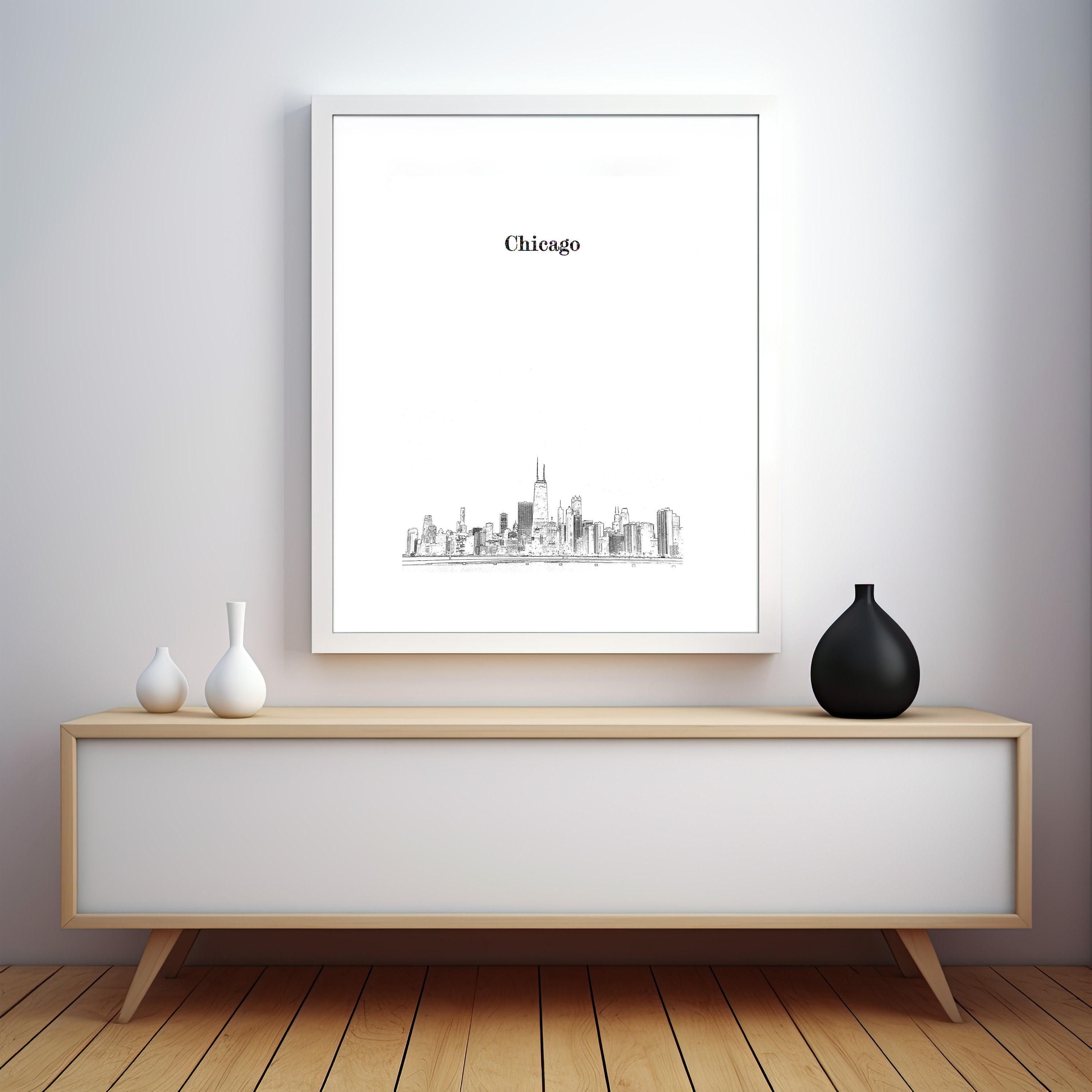 Chicago Ultra Minimalist Art Print Chicago Minimalist Wall Art Windy