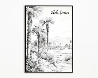 Palm Springs Minimalist Art Print | Palm Springs Minimalist Sketch | Palm Springs Poster