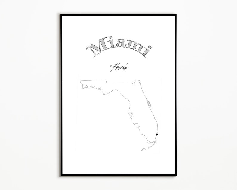 Miami Minimalist Art Print Miami Wall Art Florida Minimalist Decor