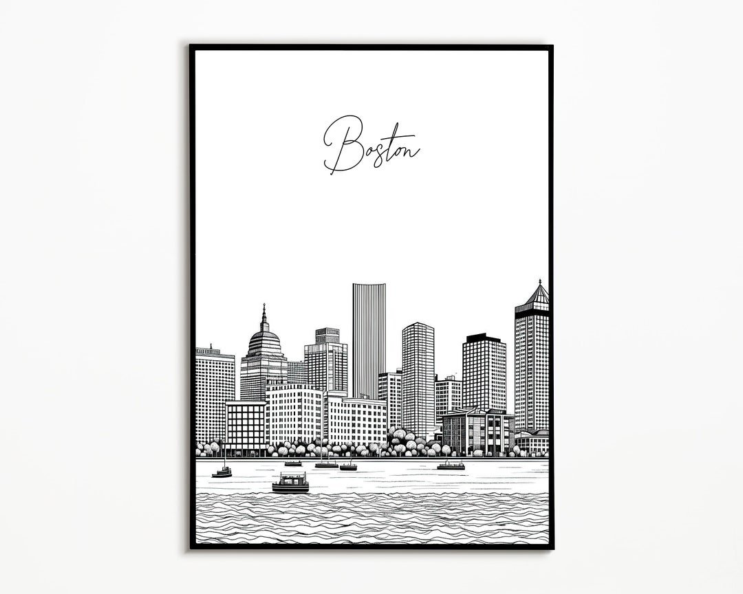 Boston Minimalist Art Print Boston Minimalist Art Sketch Etsy