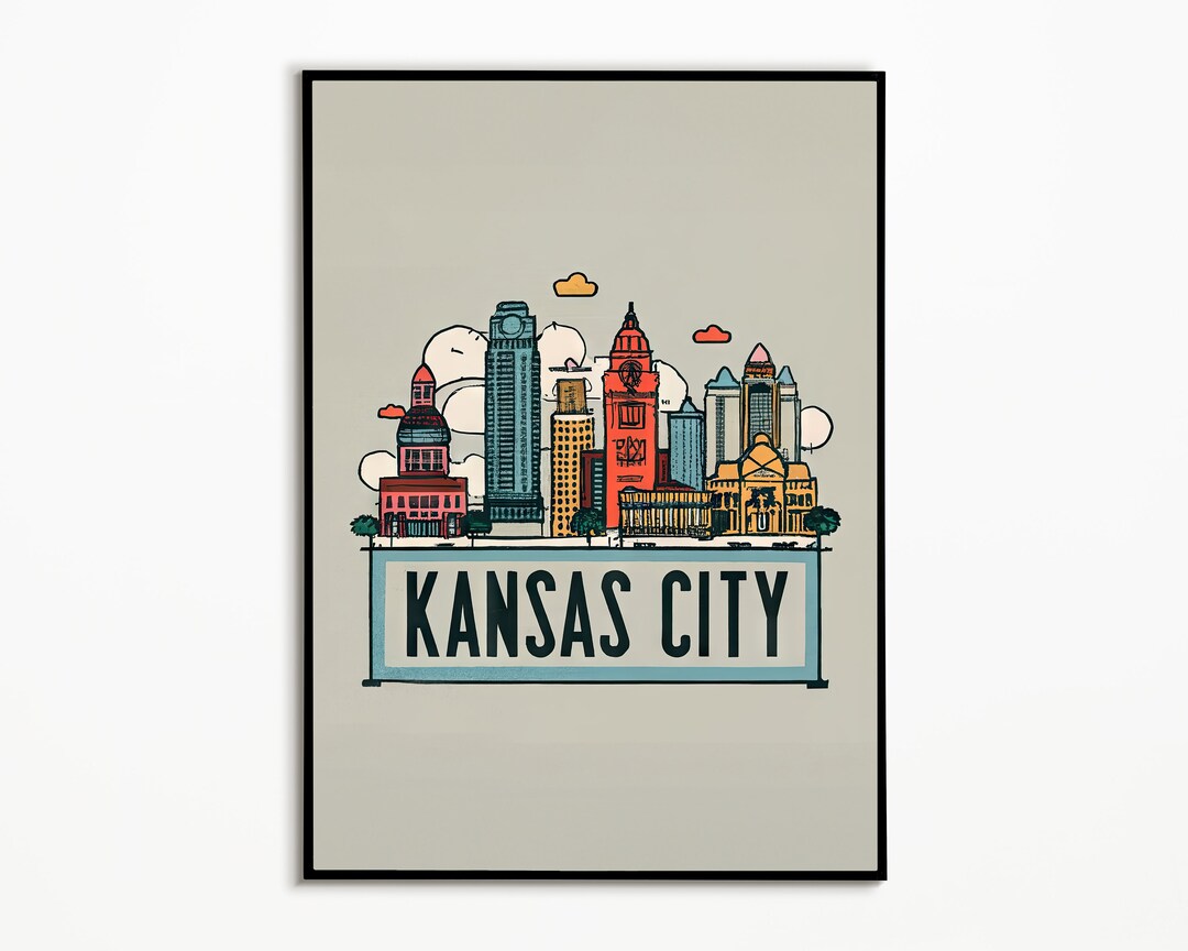 Kansas City Poster Kansas City Wall Art Kansas Minimalist Art Print