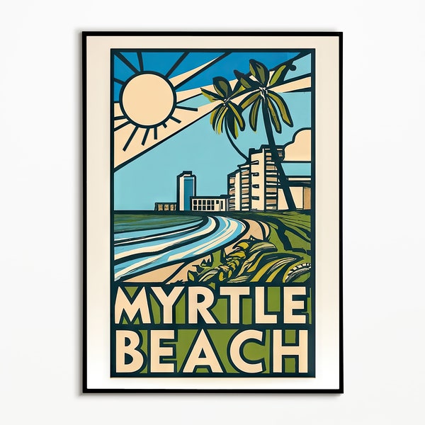 Myrtle Beach Poster | Myrtle Beach Art Print | Myrtle Beach SC Sketch | Myrtle Beach Wall Art | Myrtle Beach Drawing