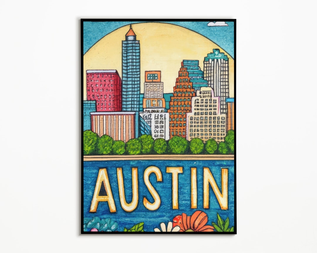 Austin Texas Art Print Austin Art Sketch Austin Texas Wall Art Austin