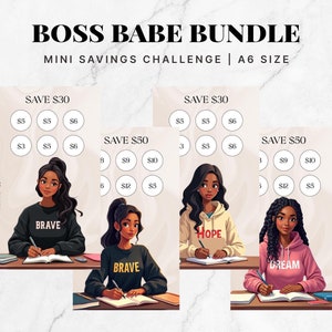 That Girl Boss Babe A6 Economia Mensal em Dinheiro, Mini Desafio de Economia, Envelope de Dinheiro, Orçamento de Economia Mensal A6, Desafio de Economia, Garota Negra