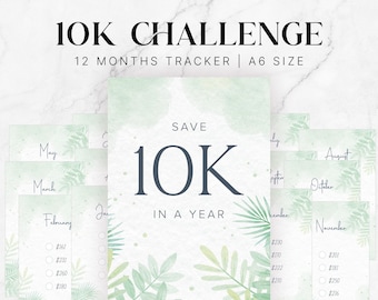 10K Budget Savings Challenges, Save 10000 a Year, 10k Savings Challenge Budget, 10000 Dollar Tracker, A6 Money Tracker, Savings Challenge A6
