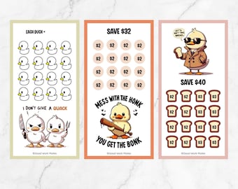 A6 Kawaii Funny Ducks Mini Savings Challenge, Money Savings Challenge, A6 Mini Money Tracker, 52 Week Savings Challenge, Savings Bundle