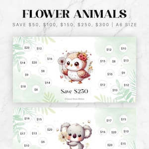 A6 Kawaii Animals Low Income Monthly Savings Challenge, Money Savings Challenge, A6 Mini Money Tracker, 52 Week Savings Challenge, Save 1000